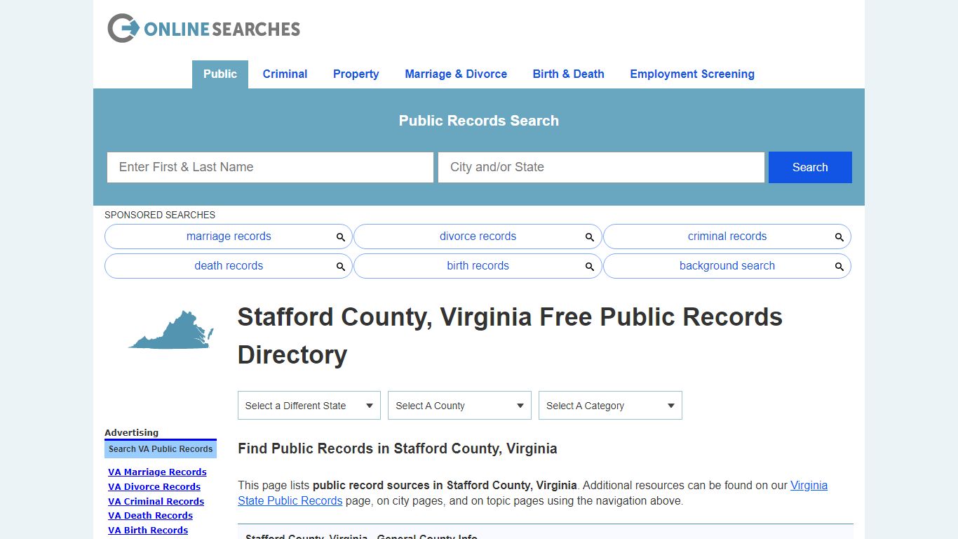 Stafford County, Virginia Public Records Directory