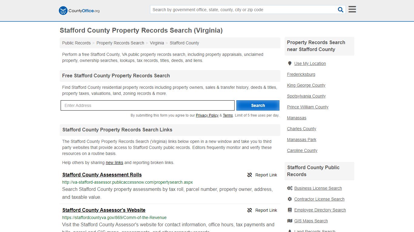 Property Records Search - Stafford County, VA (Assessments ...